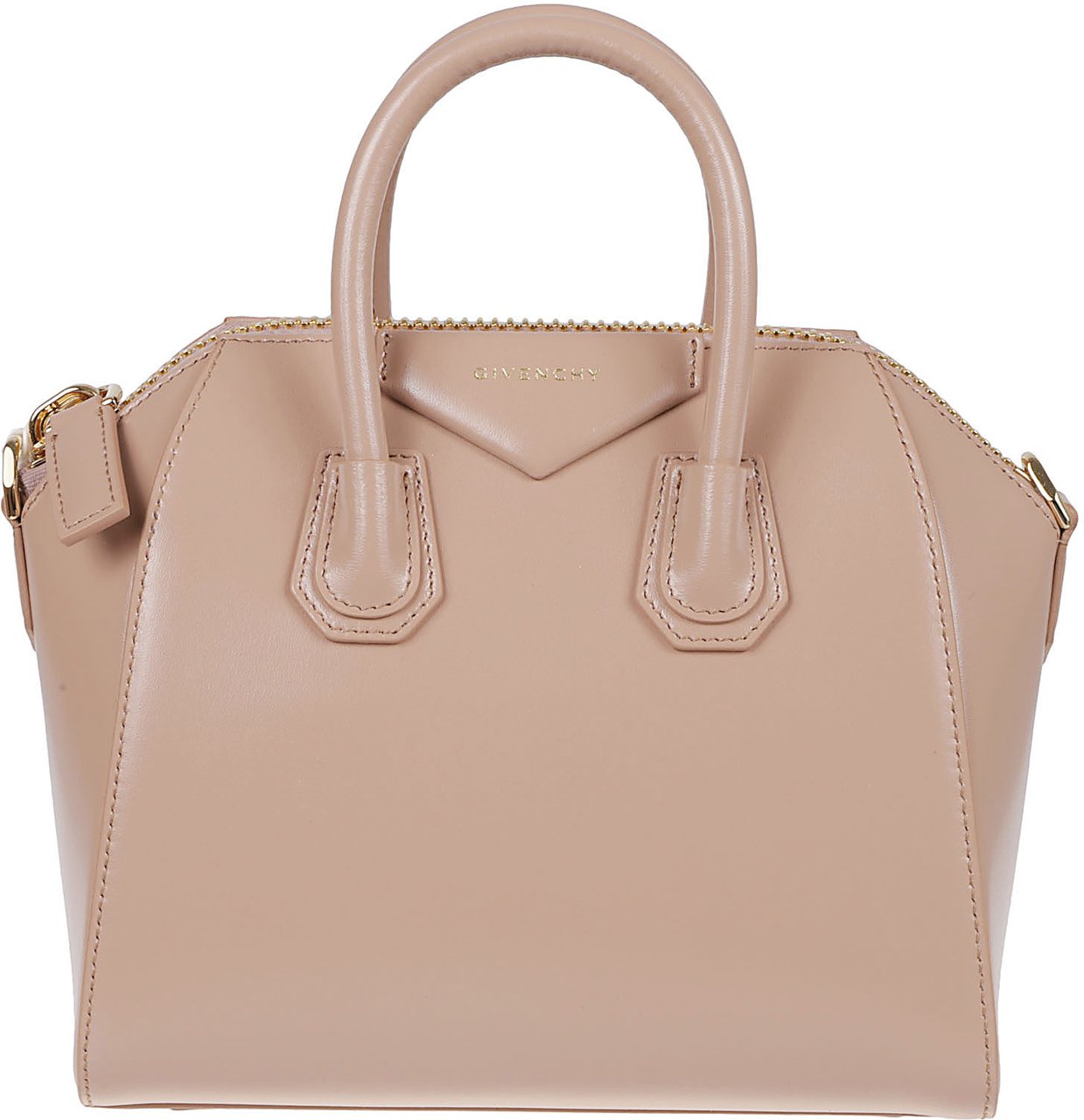 Givenchy Structured Calf Leather Shoulder Bag Neutraal