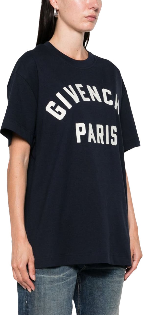 Givenchy Navy Crew Neck T-Shirt Zwart