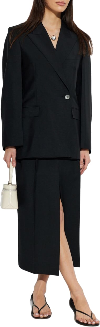 Givenchy Black Silk And Nylon Midi Skirt Zwart