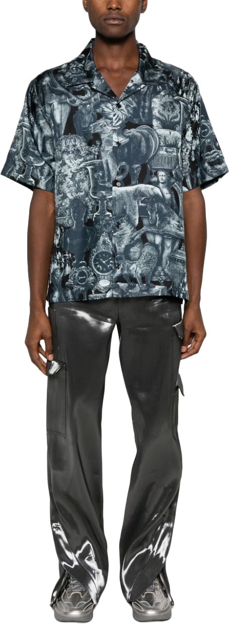 Givenchy Indigo Blue Silk Shirt Grijs