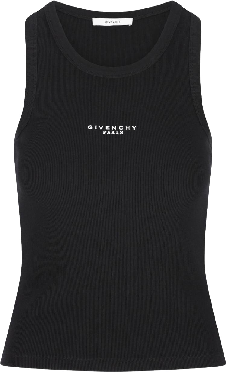 Givenchy Fitted Sleeveless Tank Top in Silk and Nylon Blend Zwart