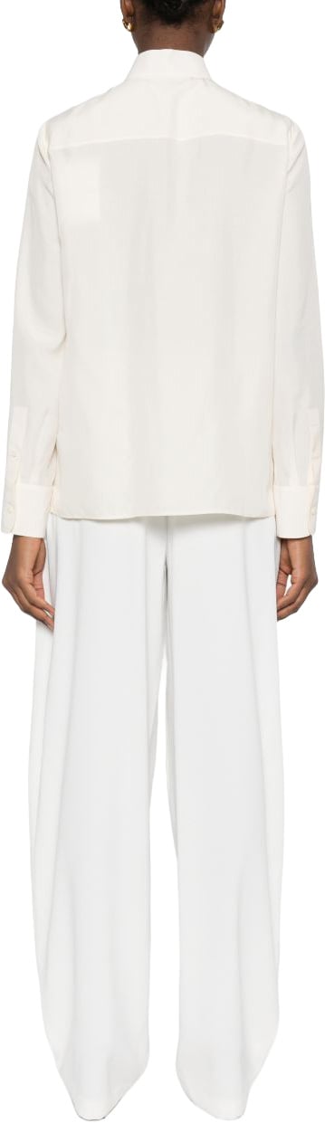 Givenchy Draped Tie Neck Top In Silk Neutraal