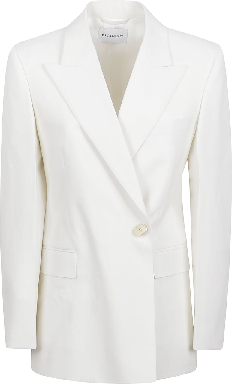Givenchy Double-Breasted White Jacket with Pointed Lapel and Flap Pockets Wit