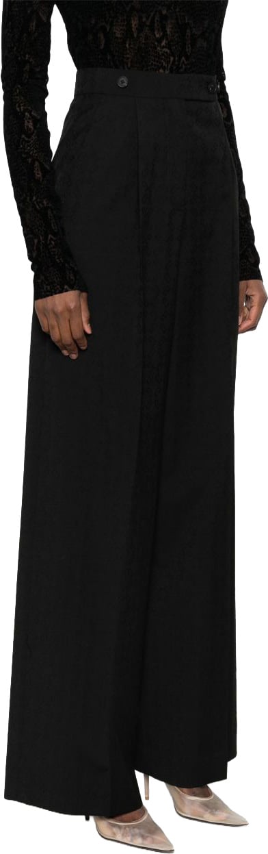 Givenchy Pleated Wide-Leg Trousers Zwart