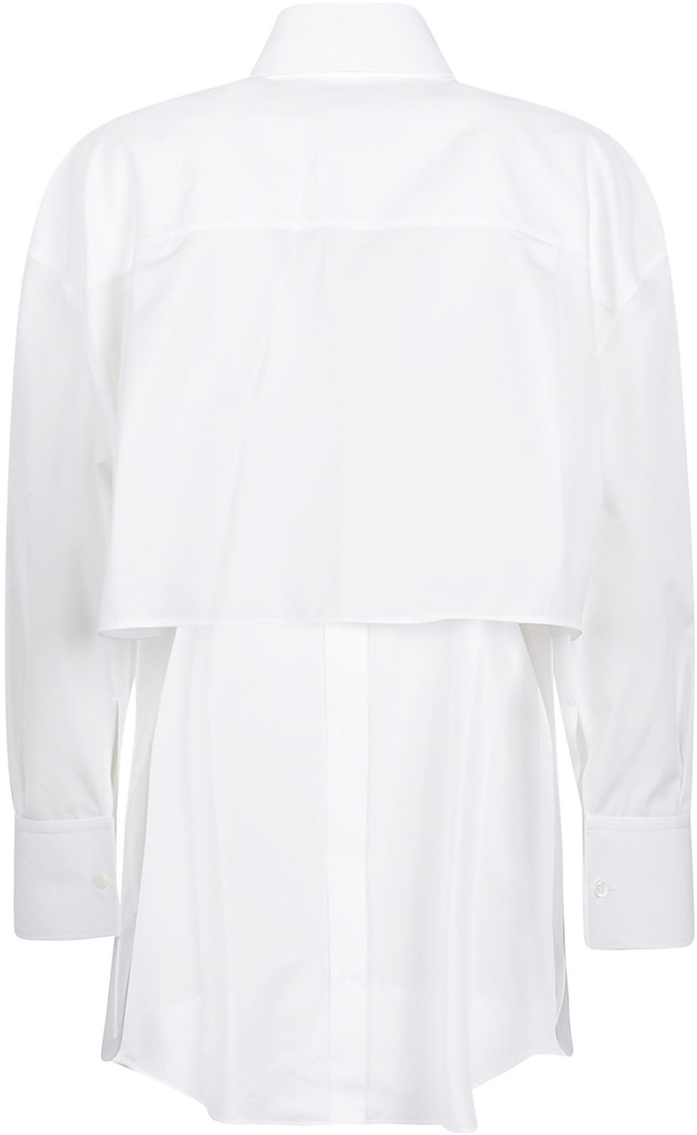 Givenchy Asymmetrical Hem White Cotton Shirt with Refined Details Wit