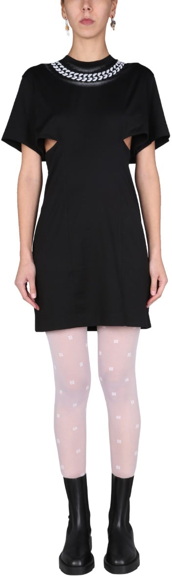 Givenchy DRESS WITH 3D "CHAIN" PRINT Zwart