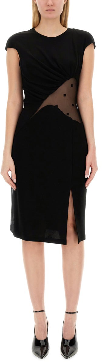 Givenchy 4G CREPE AND TULLE DRESS Zwart
