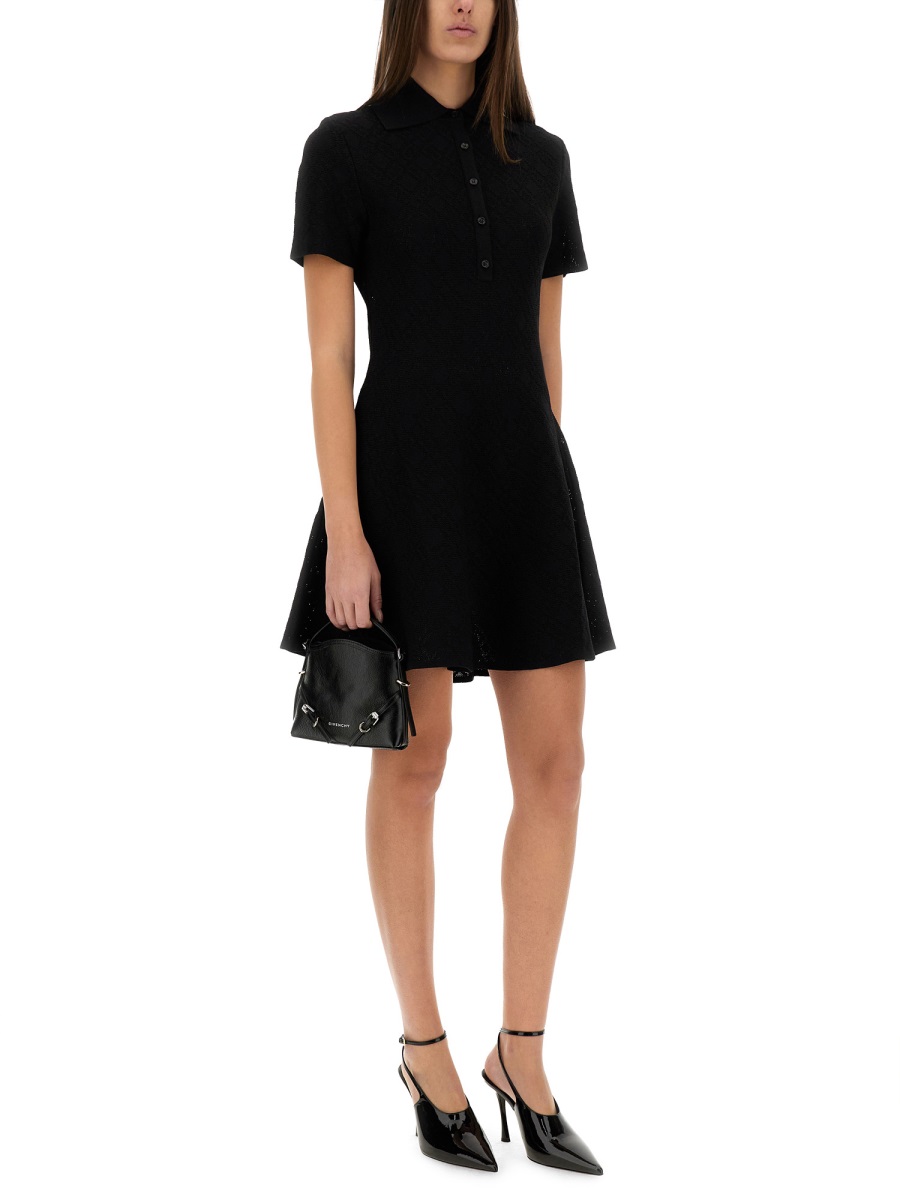 Givenchy "MONOGRAM 72" JACQUARD POLO STYLE DRESS Zwart