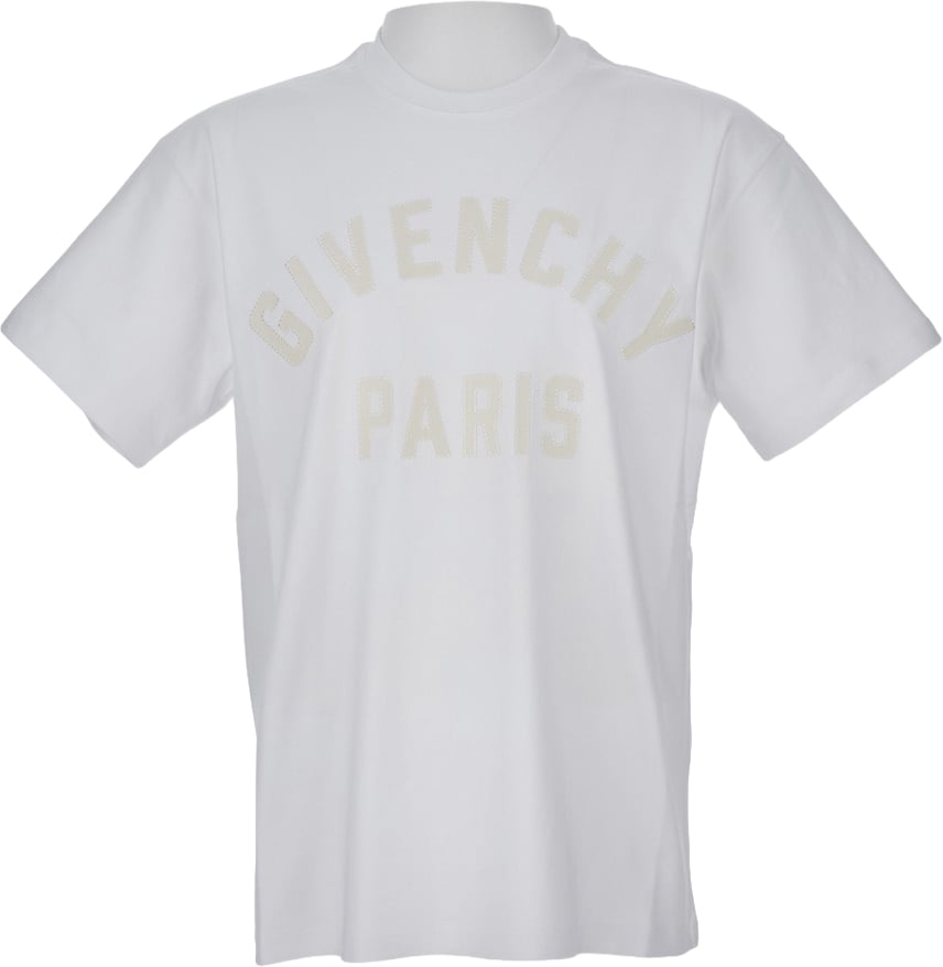 Givenchy Cotton T-Shirt With Embroidered Grosgrain Logo Patch Wit