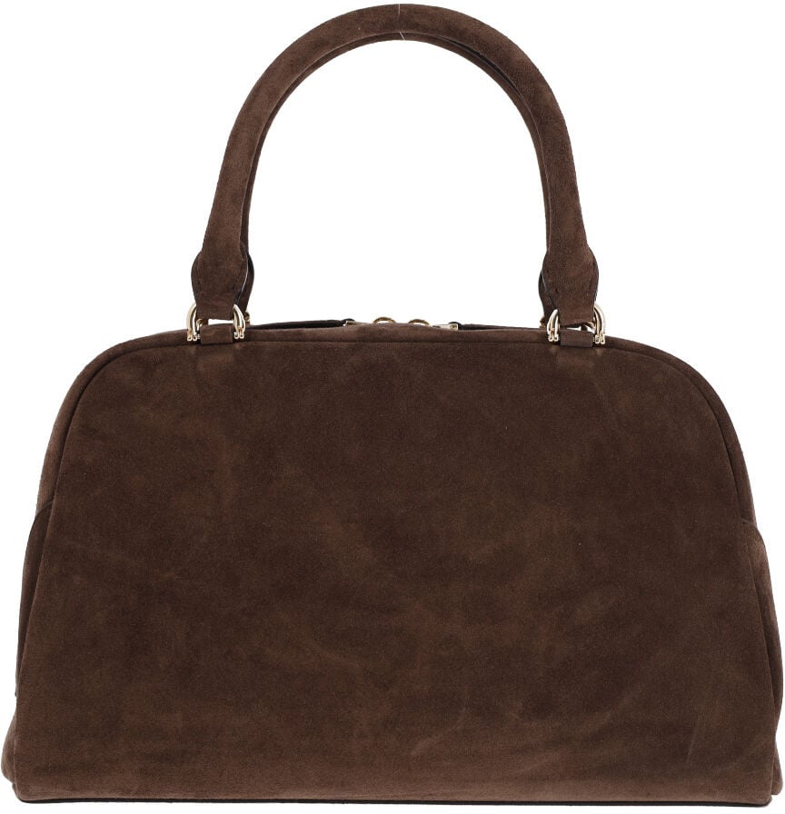Givenchy Brown Structured Suede Gold Zipper Handbag Bruin