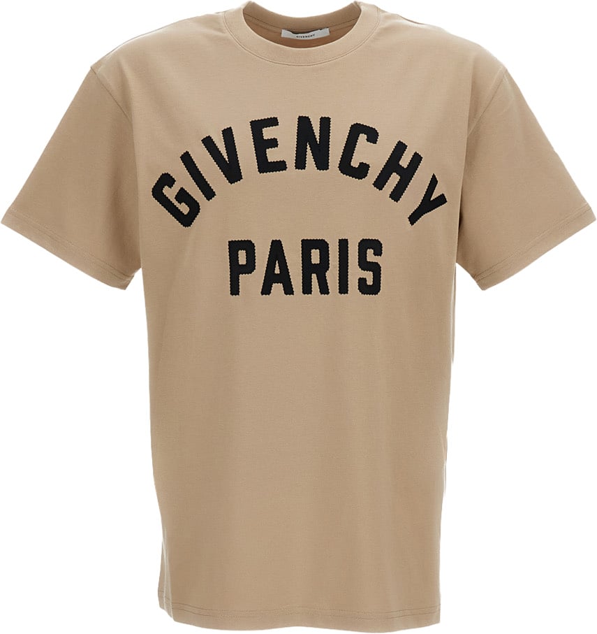 Givenchy Embroidered Grosgrain Logo Crewneck T-Shirt Neutraal