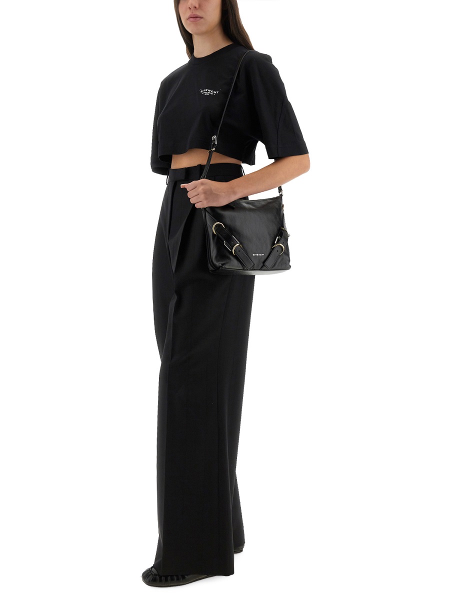 Givenchy CROPPED T-SHIRT WITH LOGO PRINT Zwart