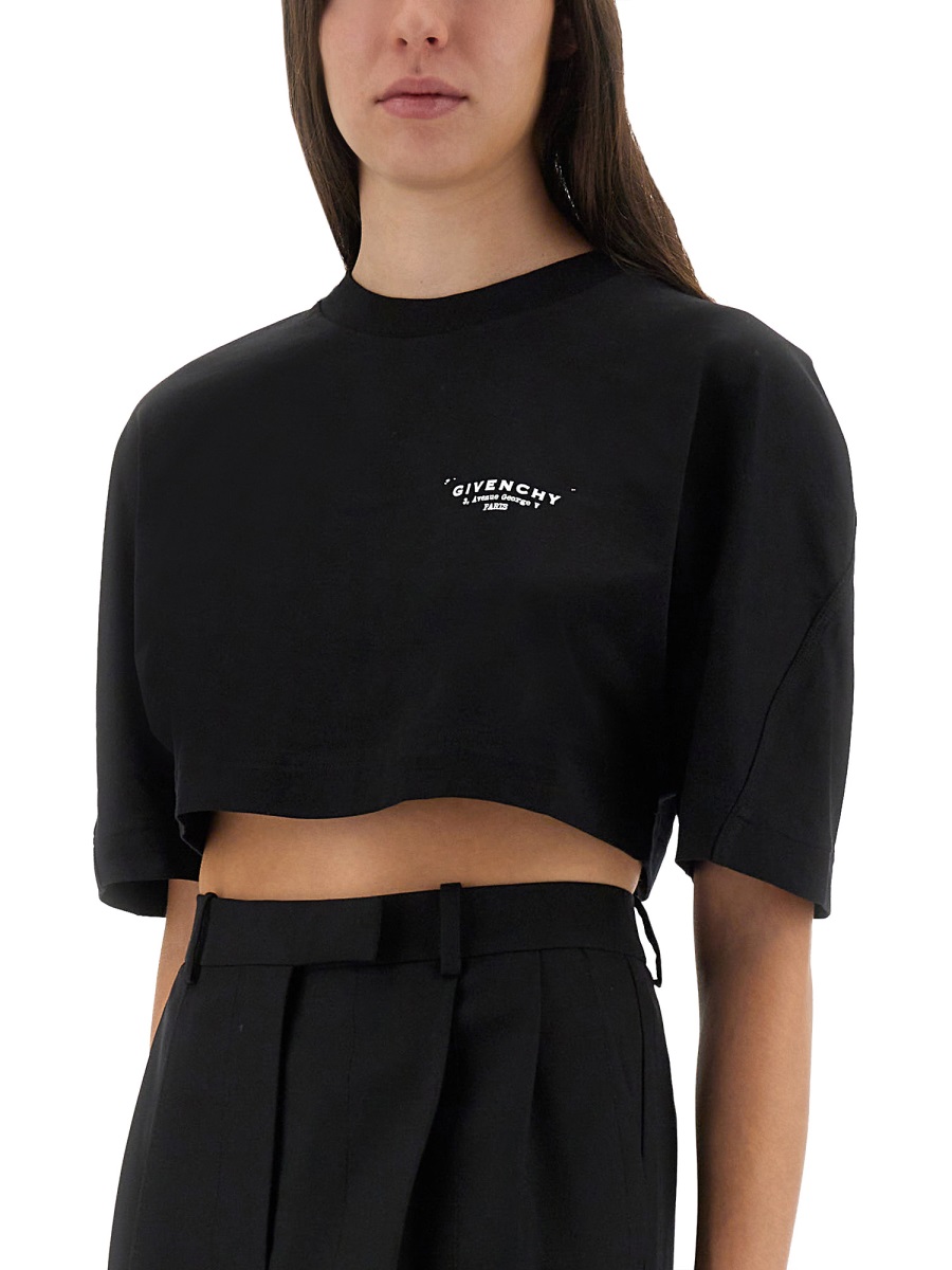 Givenchy CROPPED T-SHIRT WITH LOGO PRINT Zwart