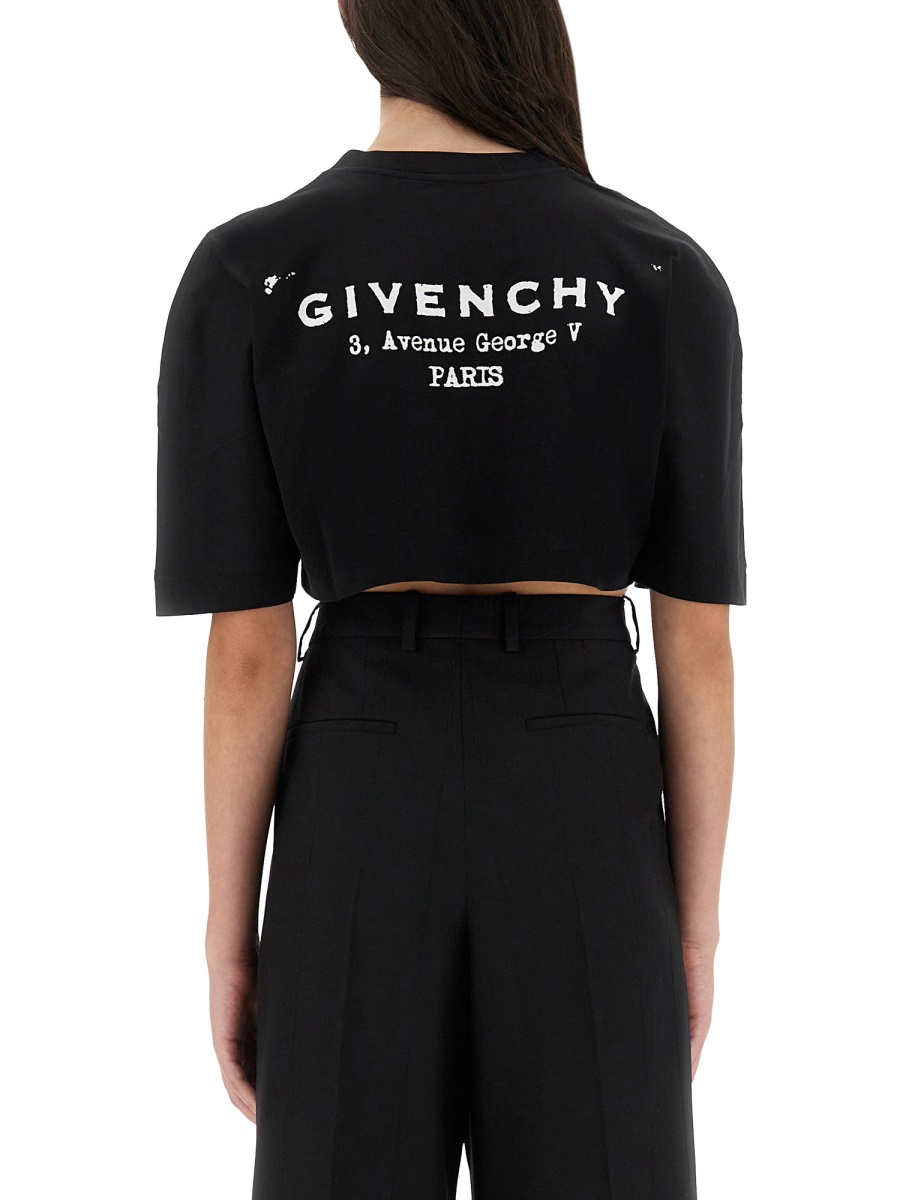 Givenchy CROPPED T-SHIRT WITH LOGO PRINT Zwart