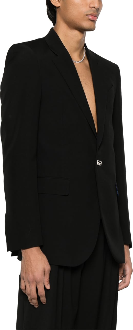 Givenchy Single-Breasted Structured Technical Wool Jacket Zwart