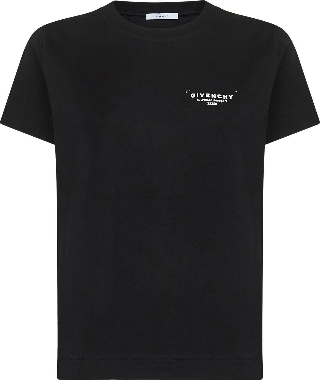 Givenchy Regular Boxy White Cotton Stamp T-Shirt Zwart