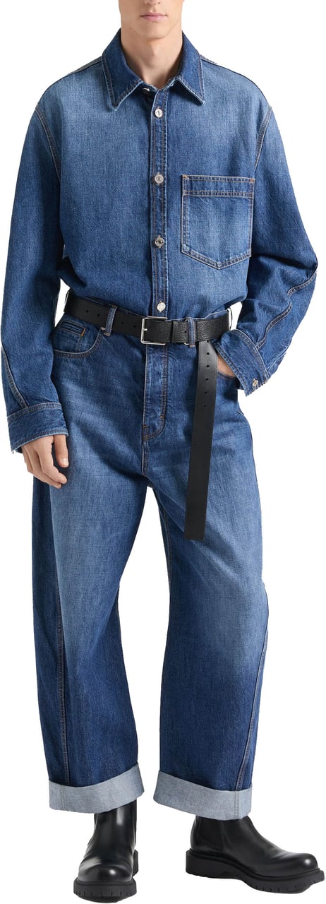 Givenchy Medium Blue Denim Pointed Collar Overshirt Groen