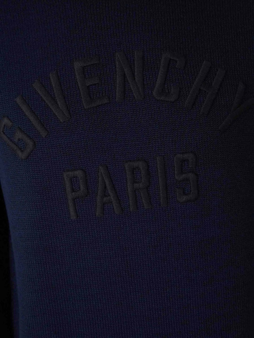 Givenchy Navy Ribbed Knit Raised Lettering Turtleneck Zwart