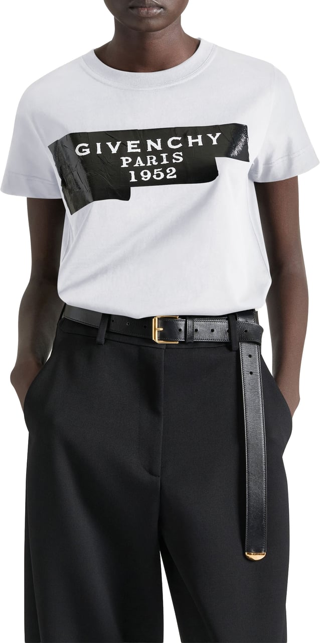 Givenchy Short-Sleeved White Distressed Graphic T-Shirt Wit