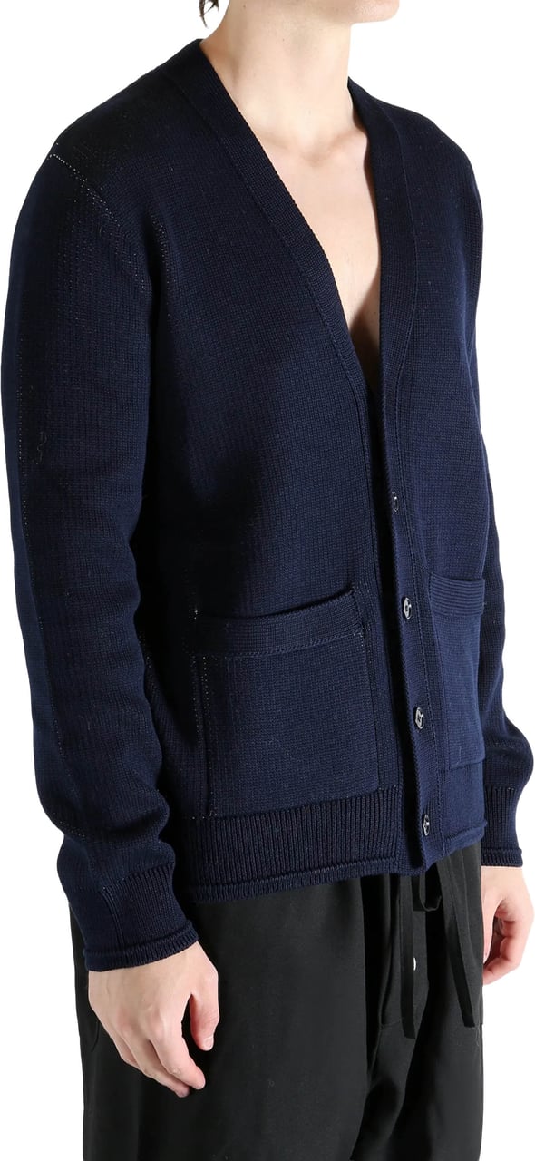 Givenchy Deep V-Neck Embossed Ribbed Cotton Cardigan Zwart