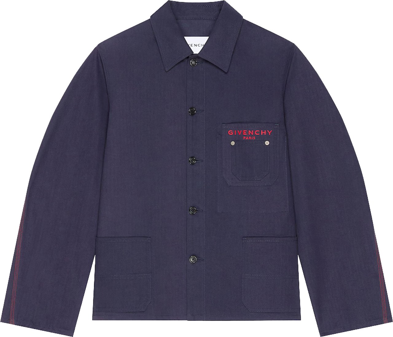 Givenchy Patch Pockets Boxy Blue Cotton Jacket Grijs