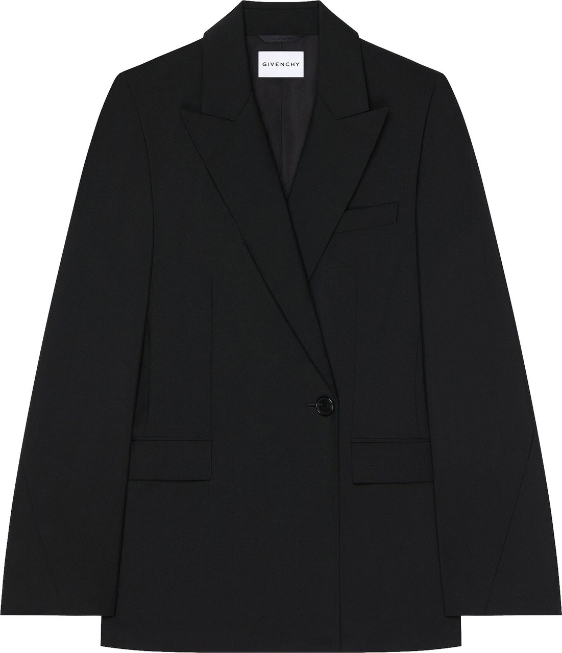 Givenchy Tailored Double-Breasted Sharp Lapel Wool Jacket Zwart