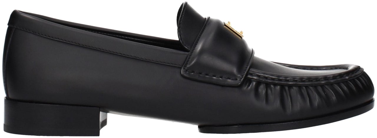 Givenchy Black Leather Slip-On Loafers Zwart