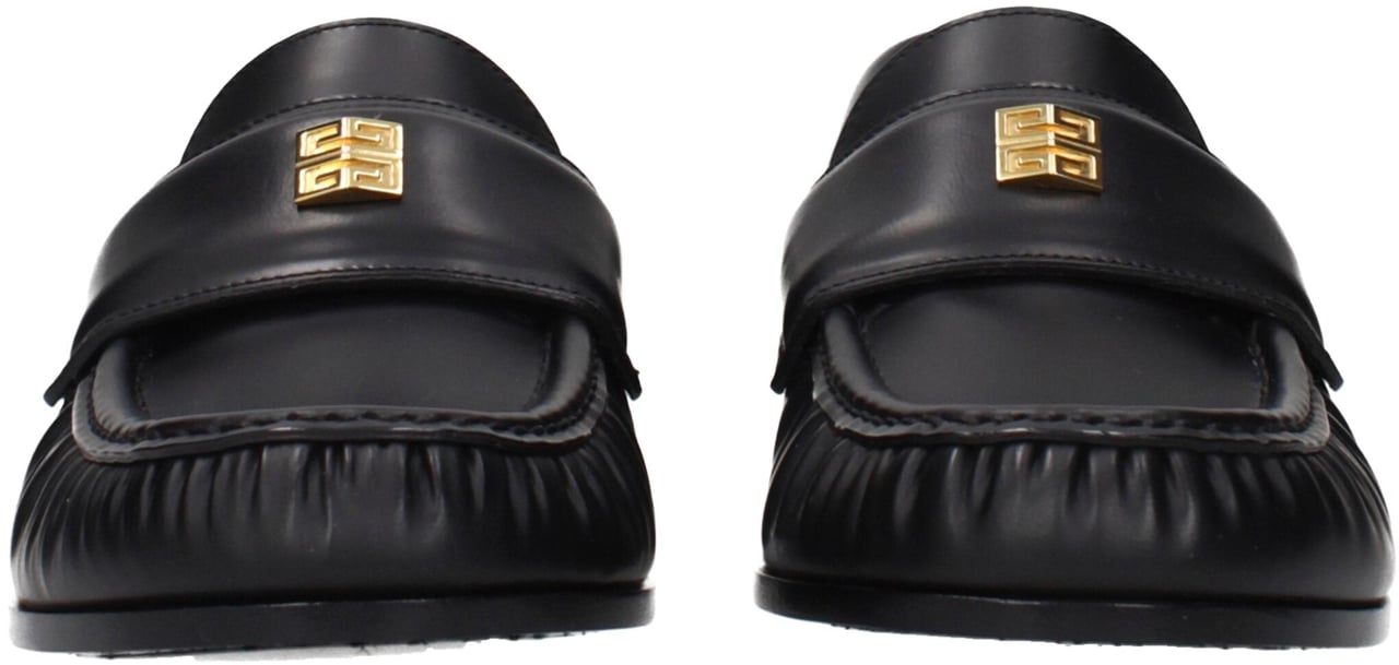 Givenchy Black Leather Slip-On Loafers Zwart
