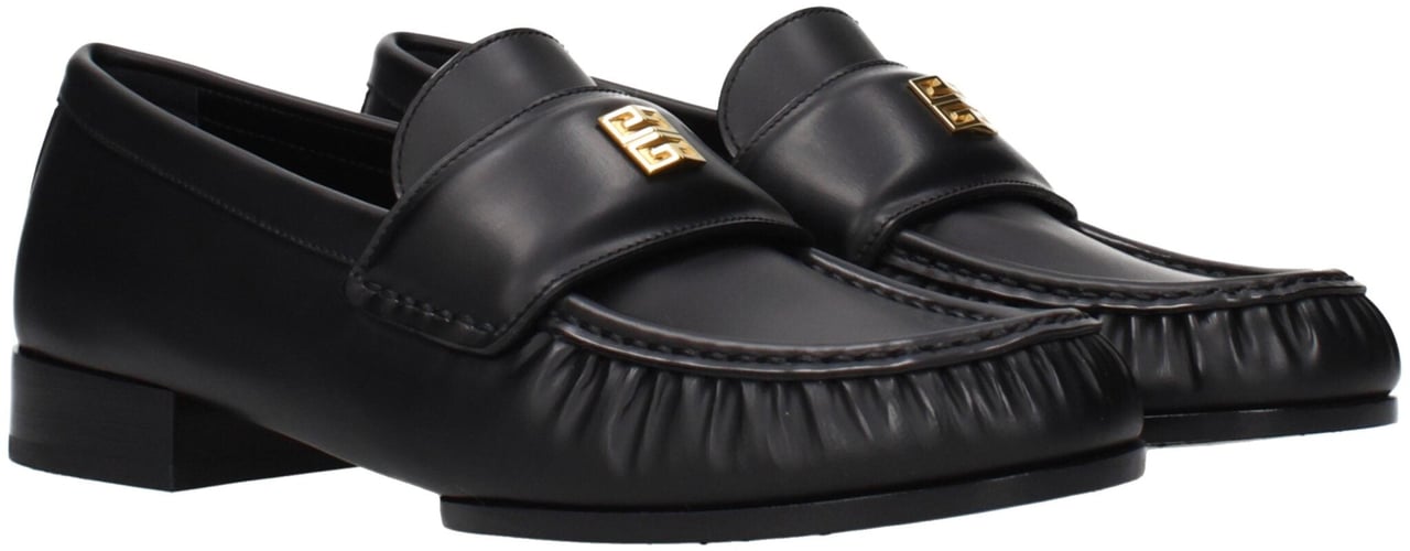 Givenchy Black Leather Slip-On Loafers Zwart