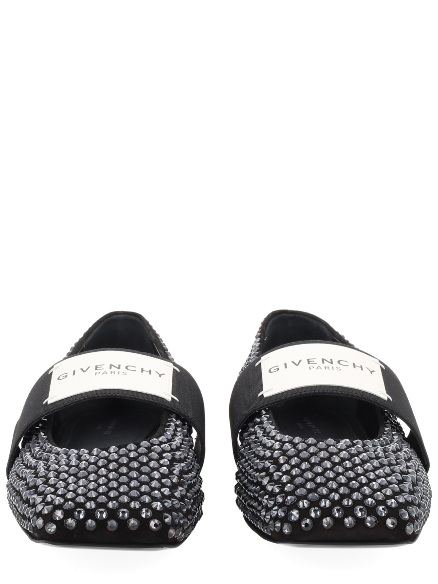 Givenchy Black Sliced Square Calf Leather Flats Zwart