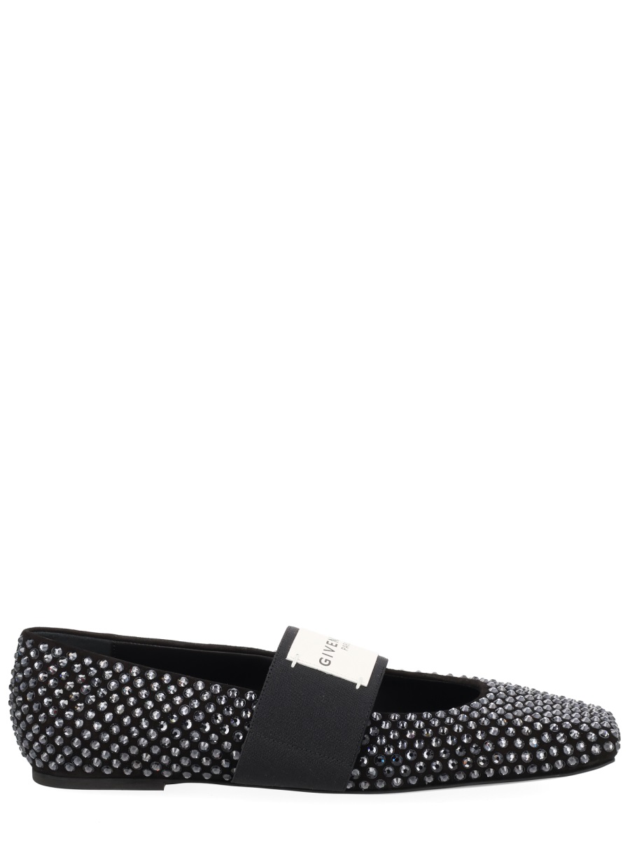 Givenchy Black Sliced Square Calf Leather Flats Zwart