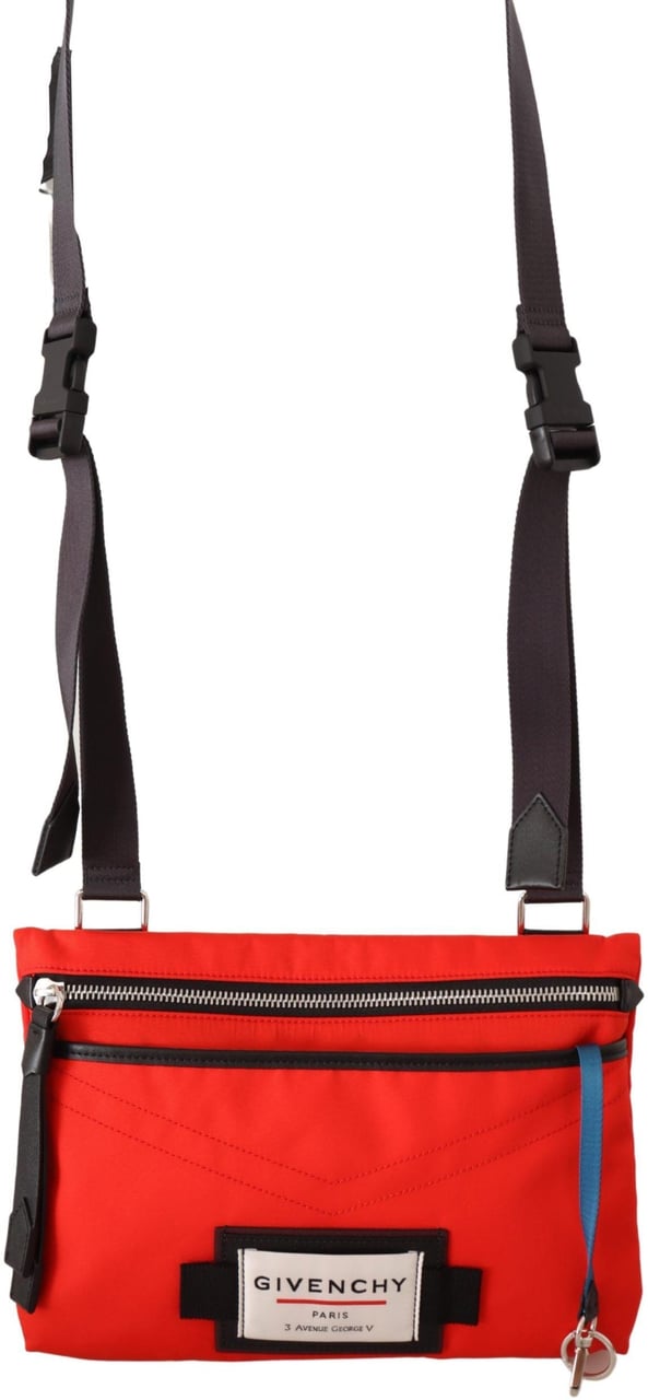 Givenchy Givenchy Red Polyamide Downtown Flat Crossbody Bag Rood