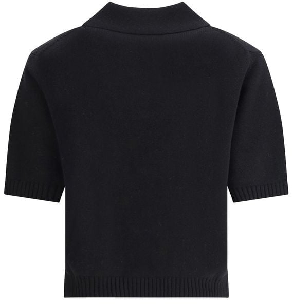 Givenchy Givenchy Black Wool Polo Shirt Zwart