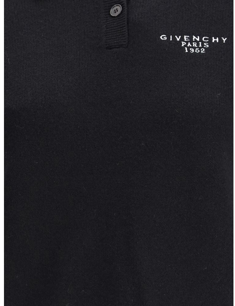 Givenchy Givenchy Black Wool Polo Shirt Zwart