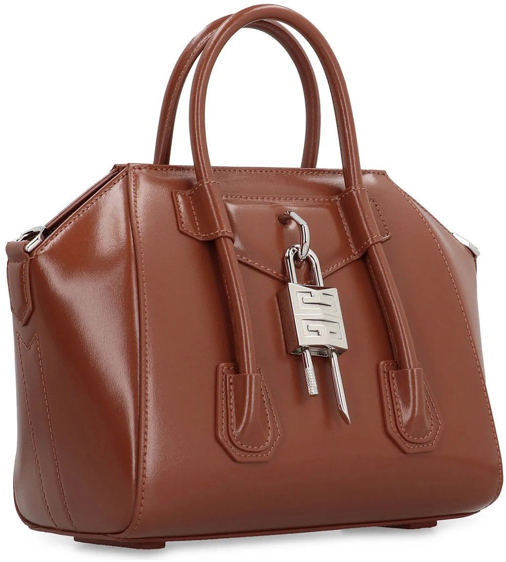 Givenchy Givenchy Antigona Lock Mini Leather Handbag Bruin