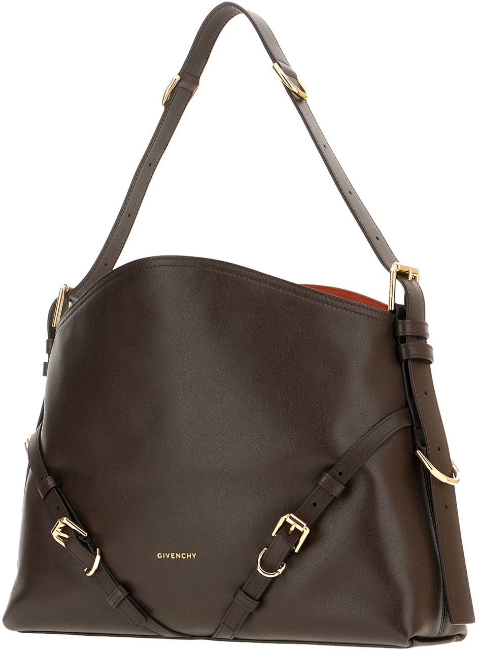 Givenchy Givenchy Chocolate leather medium Voyou shoulder bag Bruin