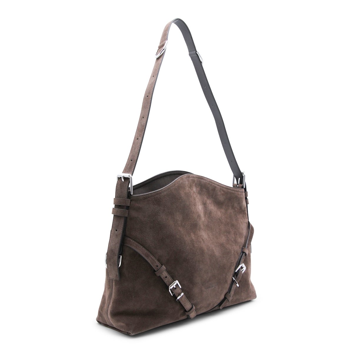 Givenchy Medium Brown Suede Shoulder Bag Zwart