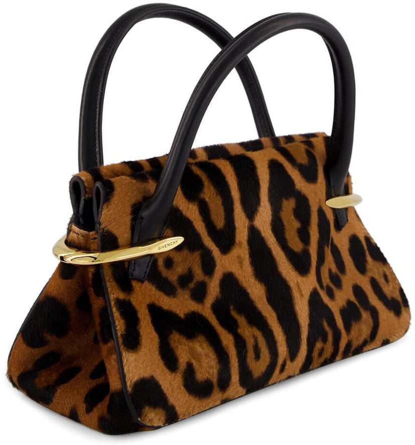 Givenchy Structured Leopard Print Handbag Bruin