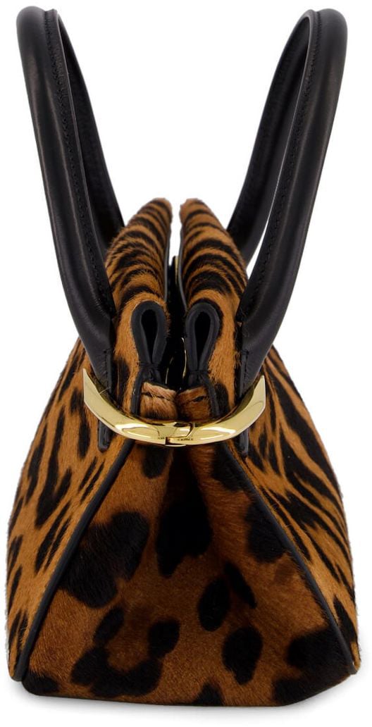 Givenchy Structured Leopard Print Handbag Bruin