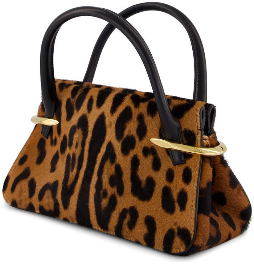 Givenchy Structured Leopard Print Handbag Bruin