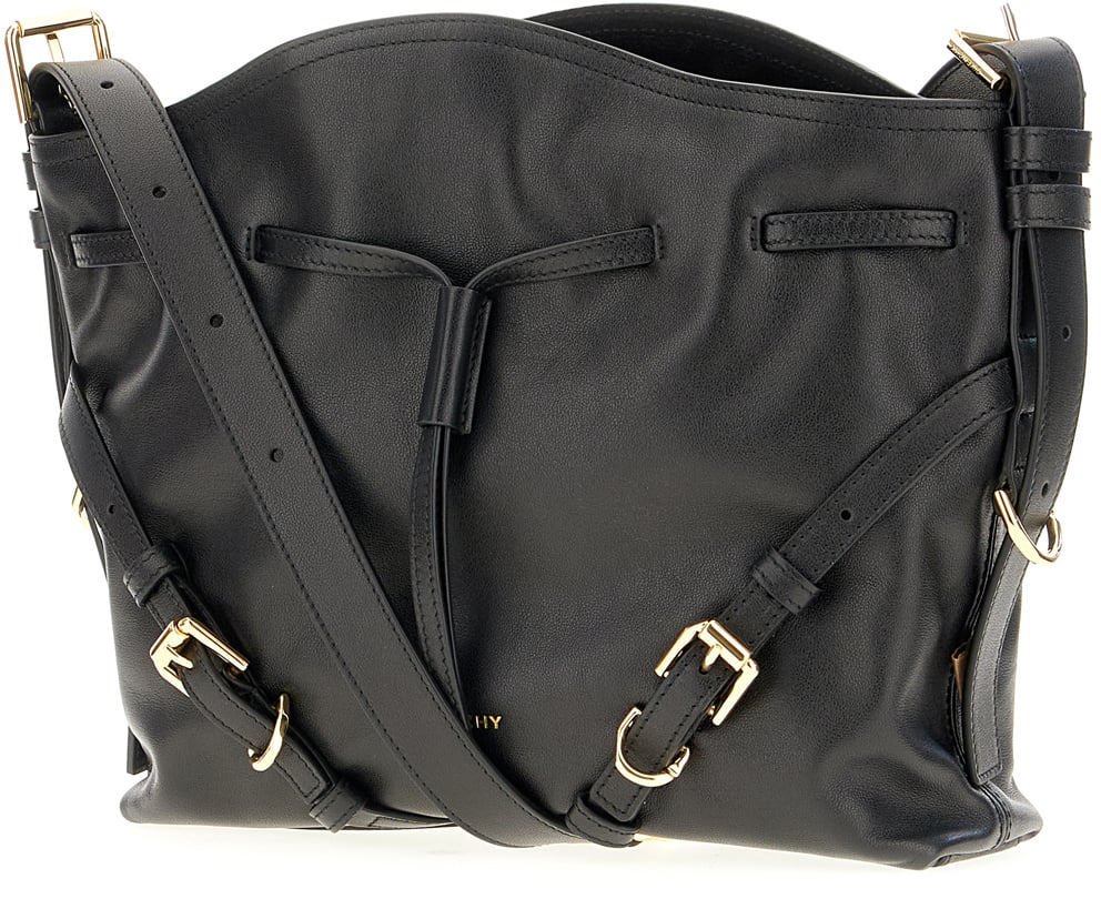 Givenchy Black leather small Voyou Bucket crossbody bag Zwart