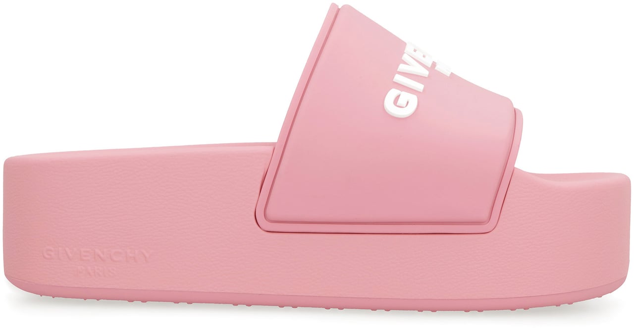 Givenchy Logoed rubber platform slides Roze