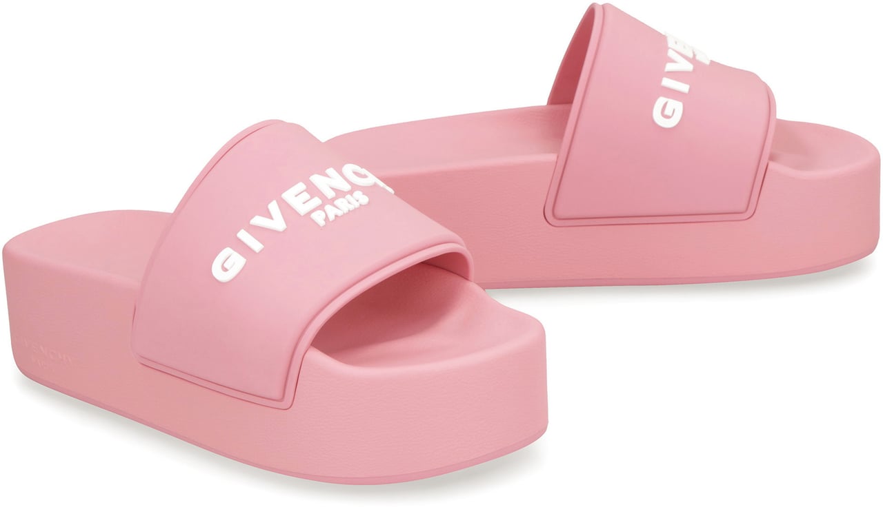 Givenchy Logoed rubber platform slides Roze