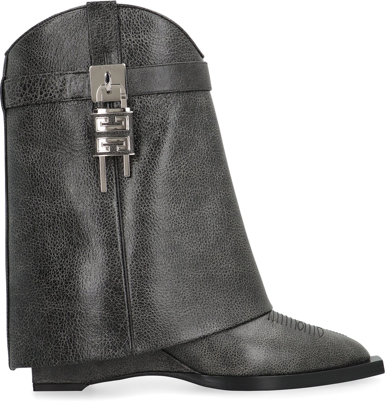Givenchy Shark Lock Cowboy Leather ankle boots Zwart