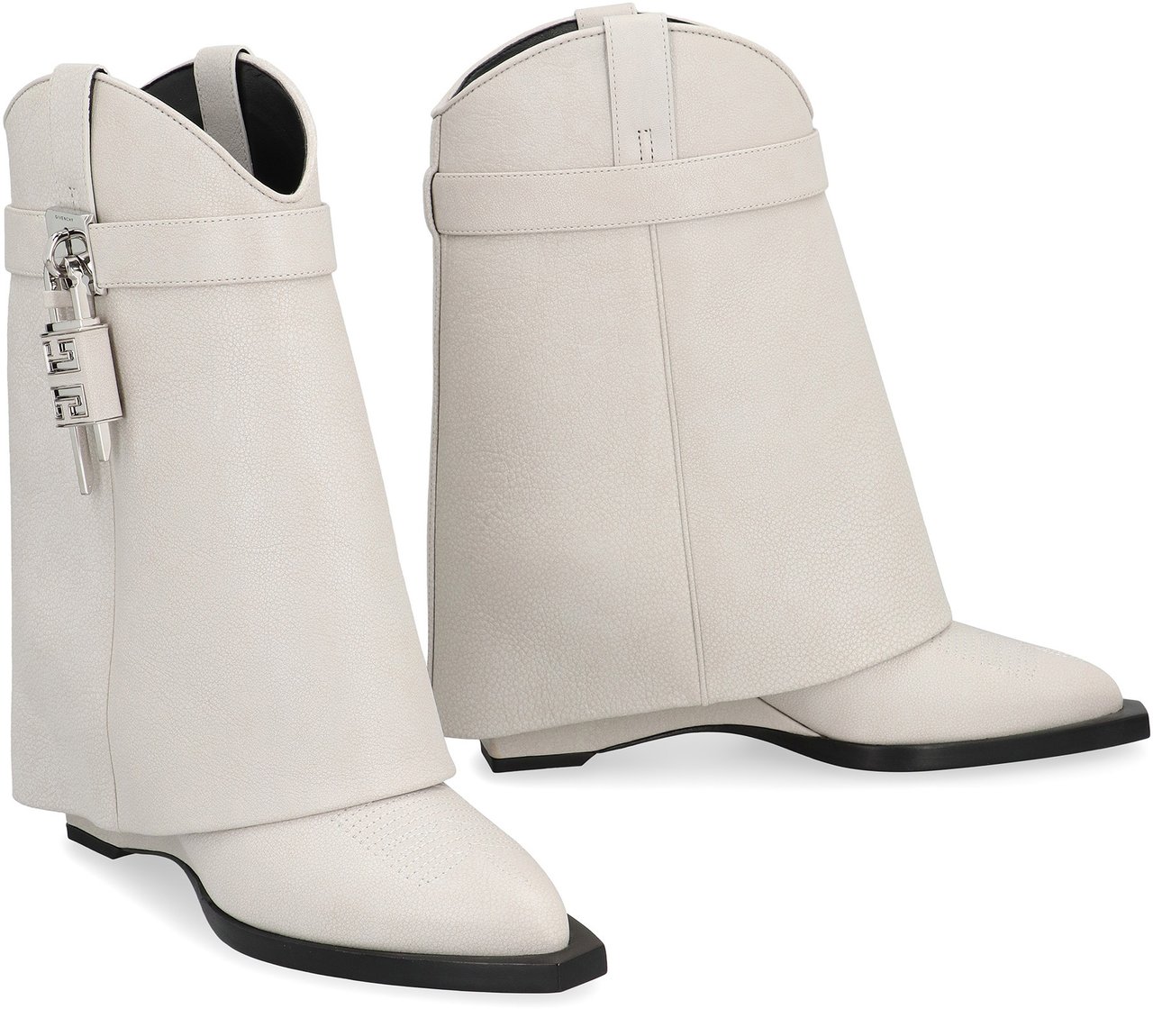 Givenchy Shark Lock Cowboy Leather ankle boots Neutraal