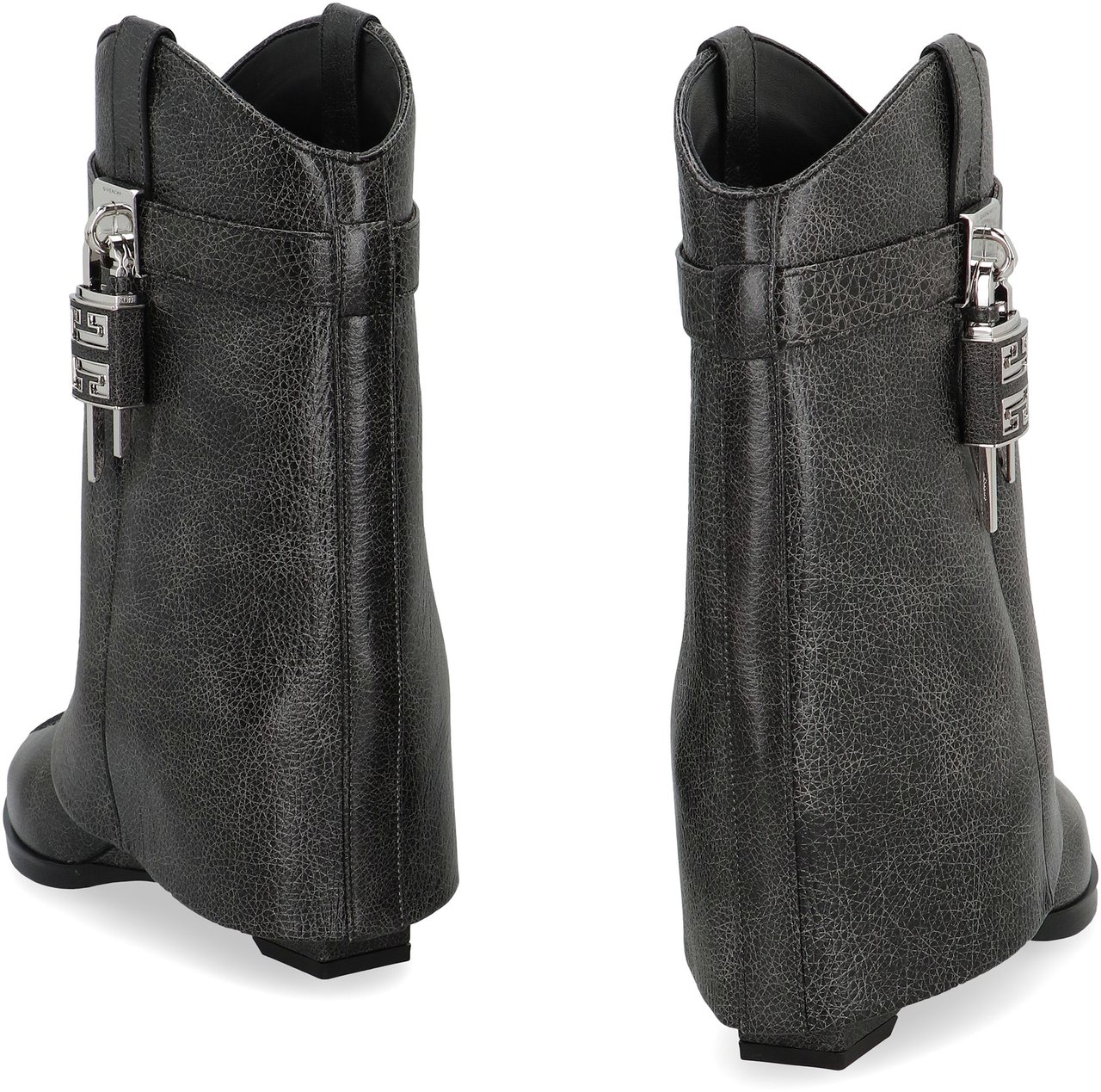 Givenchy Shark Lock Cowboy Leather ankle boots Zwart
