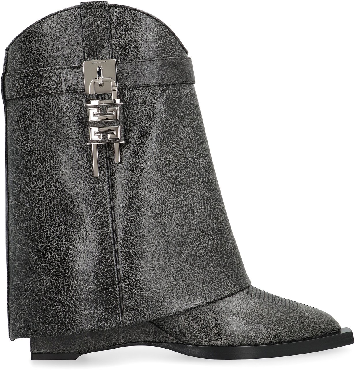 Givenchy Shark Lock Cowboy Leather ankle boots Zwart
