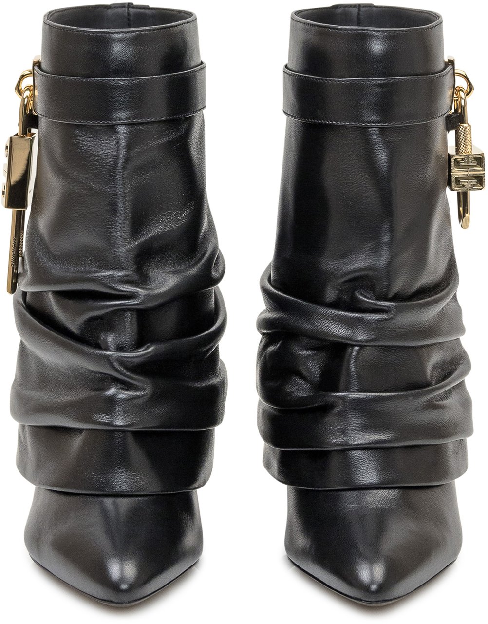 Givenchy Givenchy Stivaletto in Pelle Nera con Lucchetto Oro Zwart