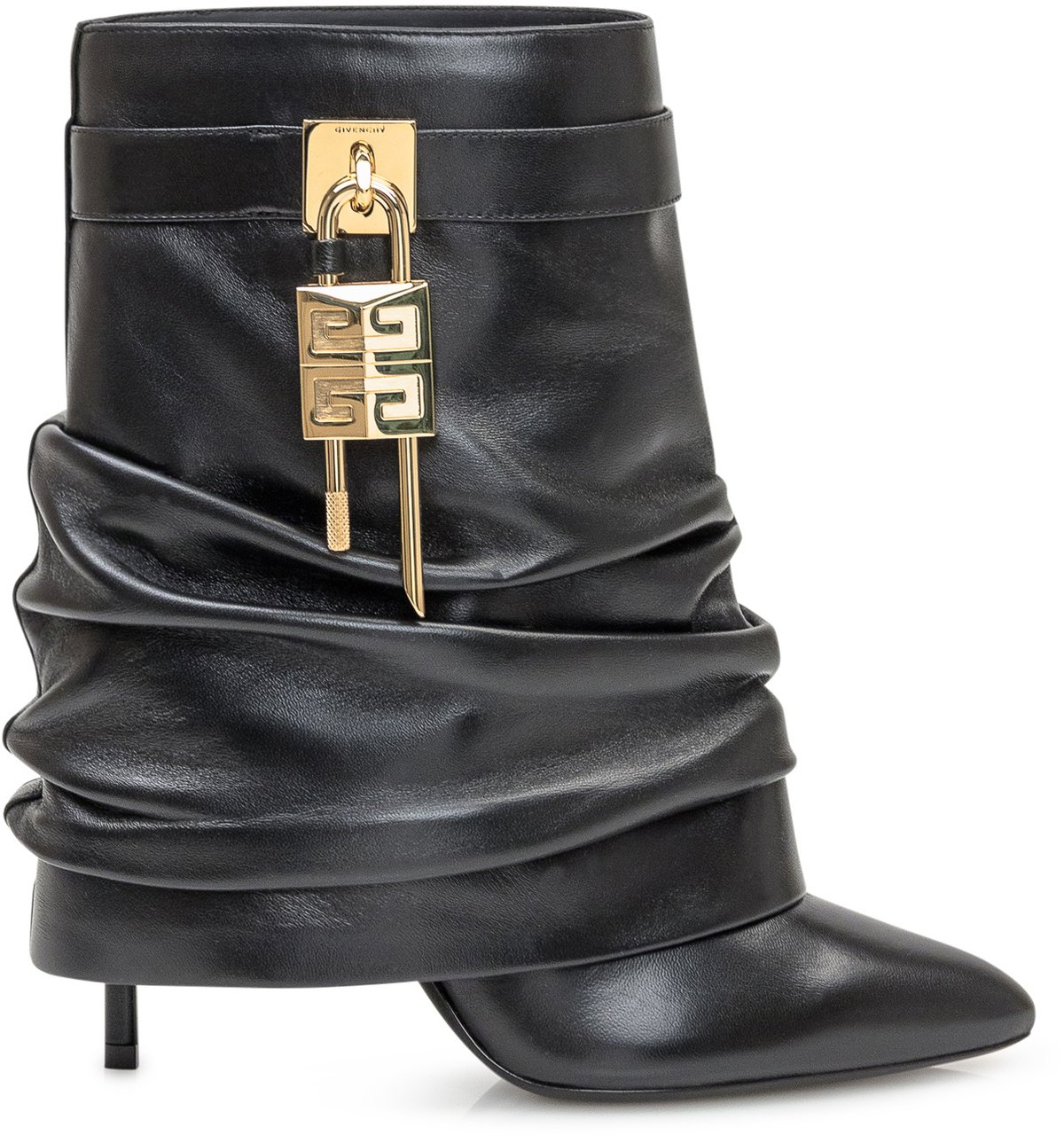 Givenchy Givenchy Stivaletto in Pelle Nera con Lucchetto Oro Zwart