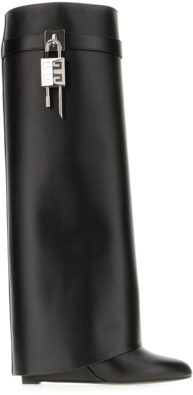 Givenchy Givenchy Black leather wide Shark Lock boots Zwart